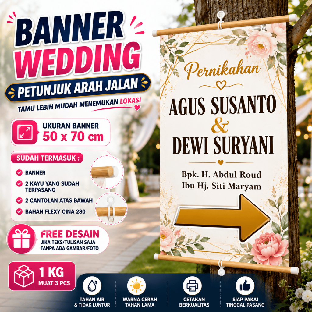 BANNER WEDDING PETUNJUK ARAH JALAN