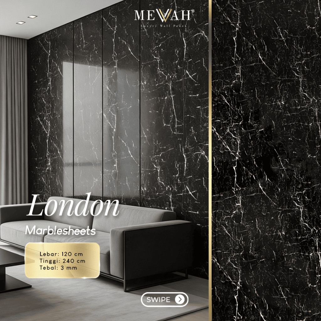 Mevvah Marble Series Wall Panel Motif London - Wall Panel Dinding Motif Marmer