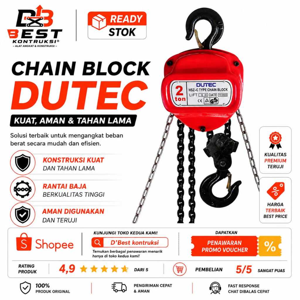 Chain Block / Takel / Katrol 2 Ton * 6 Meter Dutec