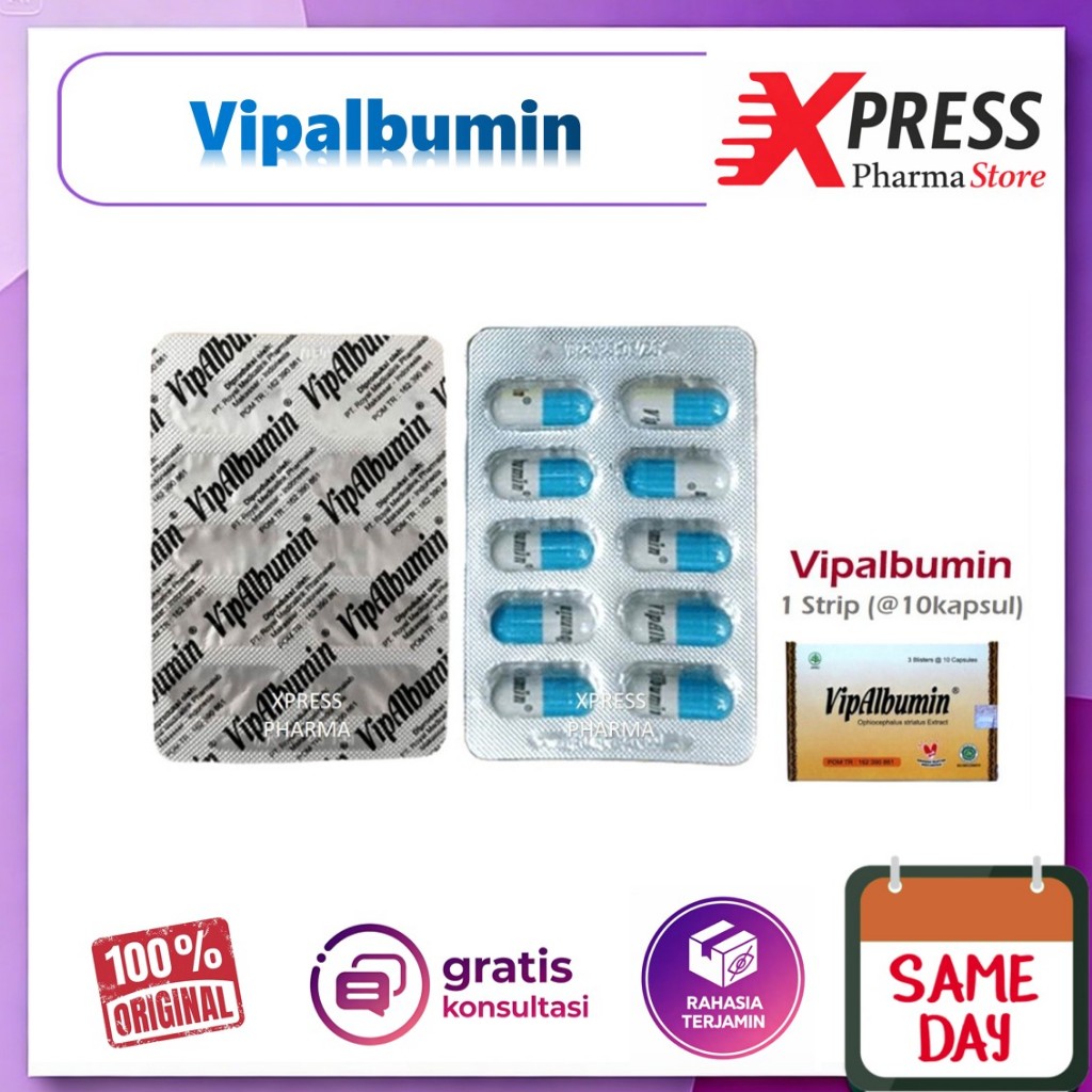 XPRESS  STRIP Vipalbumin Ekstrak Ikan gabus Kembung Vip Albumin Vitalbumin Vipabumin 10 Kapsul Obat 