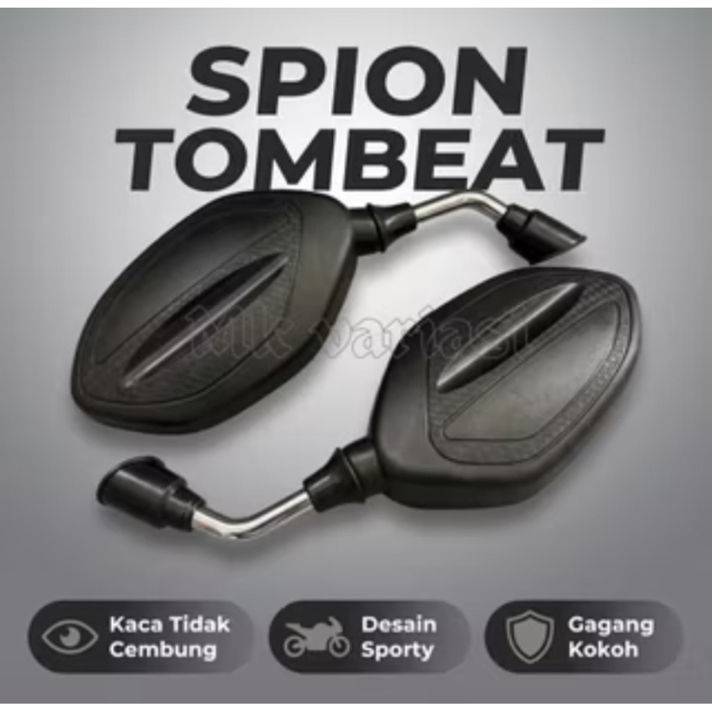Spion BEATTOM Hitam Motif Carbon Tangkai Chrome Pendek Hitam Model Spion Led Vario Beat Pcx Supra Sc