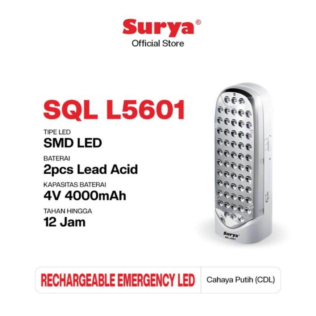 LAMPU EMERGENCY EMERGENCY LAMP RECHARGEABLE 5601 SURYA