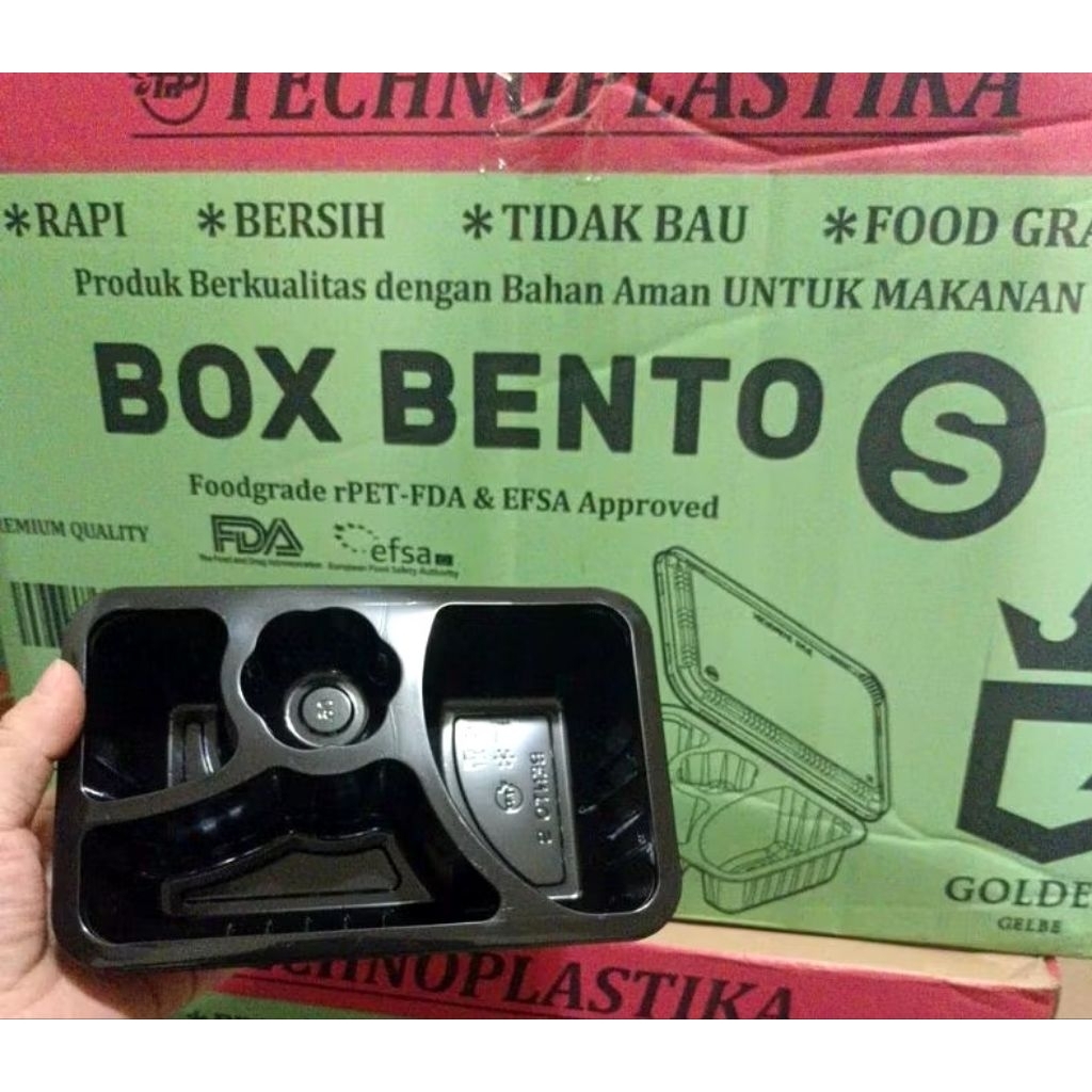 ( 50pcs ) Mika Box Bento S /Mika Bento Sekat 4 Mini  isi 50 set + Tutup