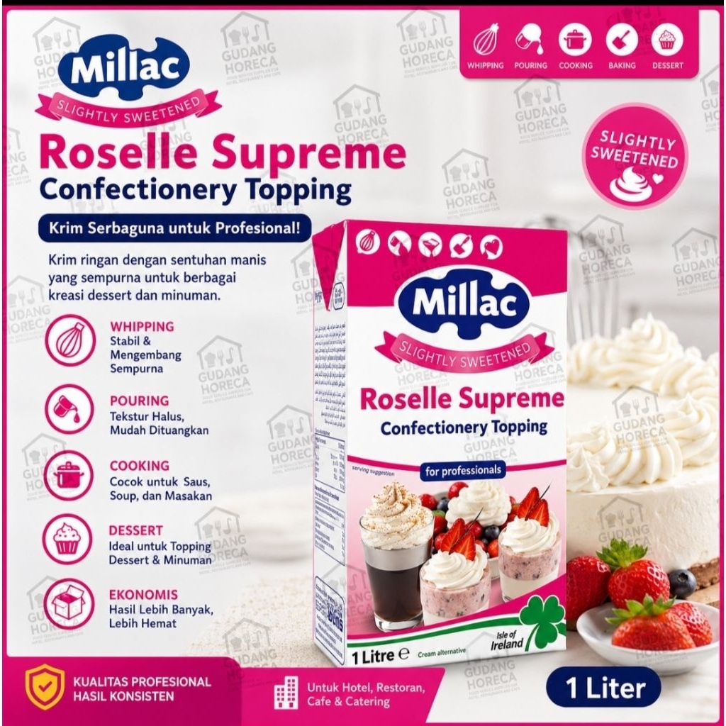 MILLAC ROSELLE Supreme Whipping Cream 1L / Whipped Cream Millac Roselle Supreme