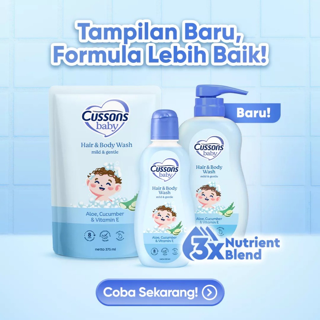 Cussons Baby Hair & Body Wash 600ml+150ml & 375ml