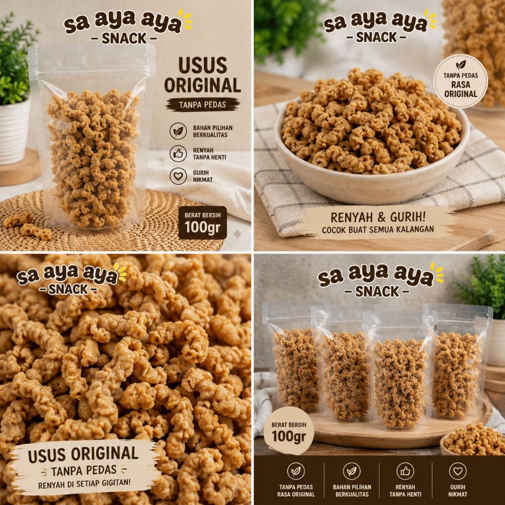 Cemilan Usus Goreng Original Sa Aya Aya Snack 100gr Enak Gurih Renyah Tanpa Pedas Bahan Premium