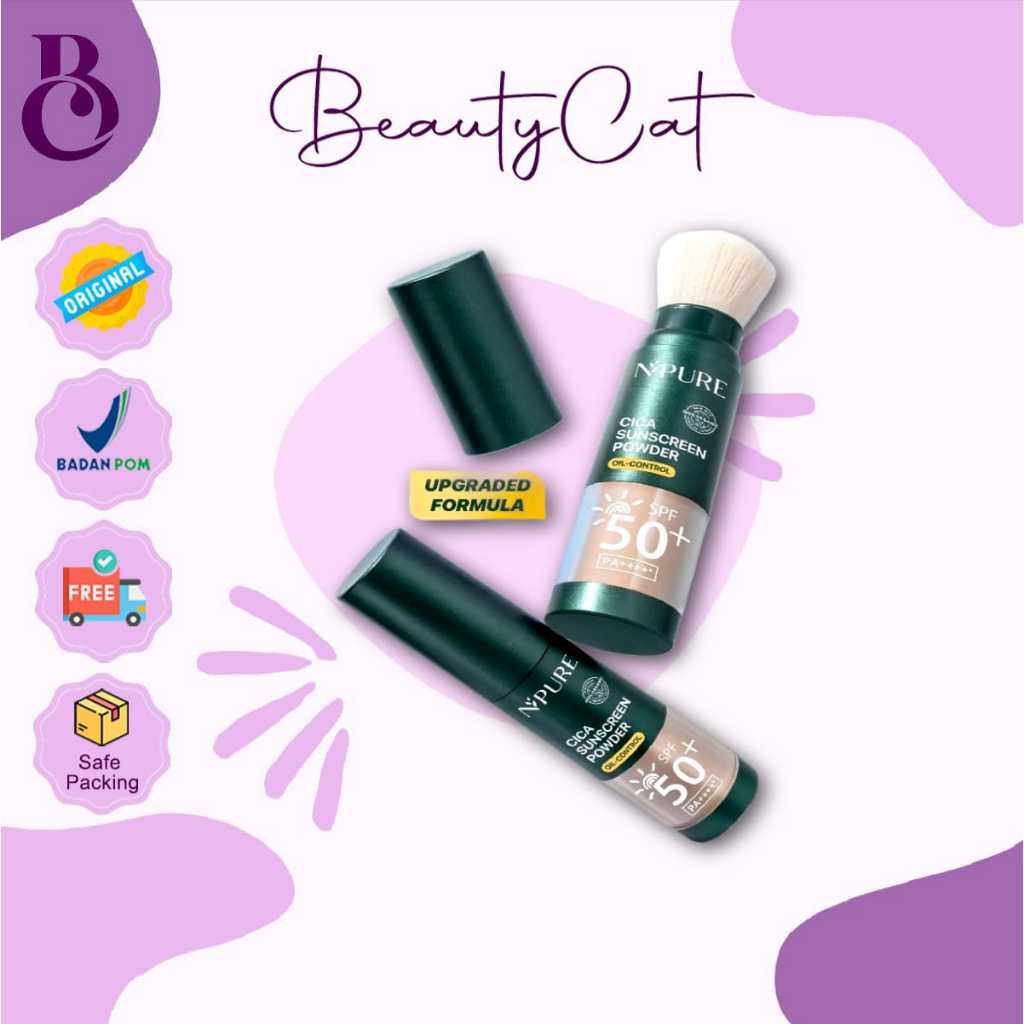 NPURE Sunscreen Cica Powder SPF 50+ PA++++ Bedak Sunscreen - Bedak Bebas Minyak