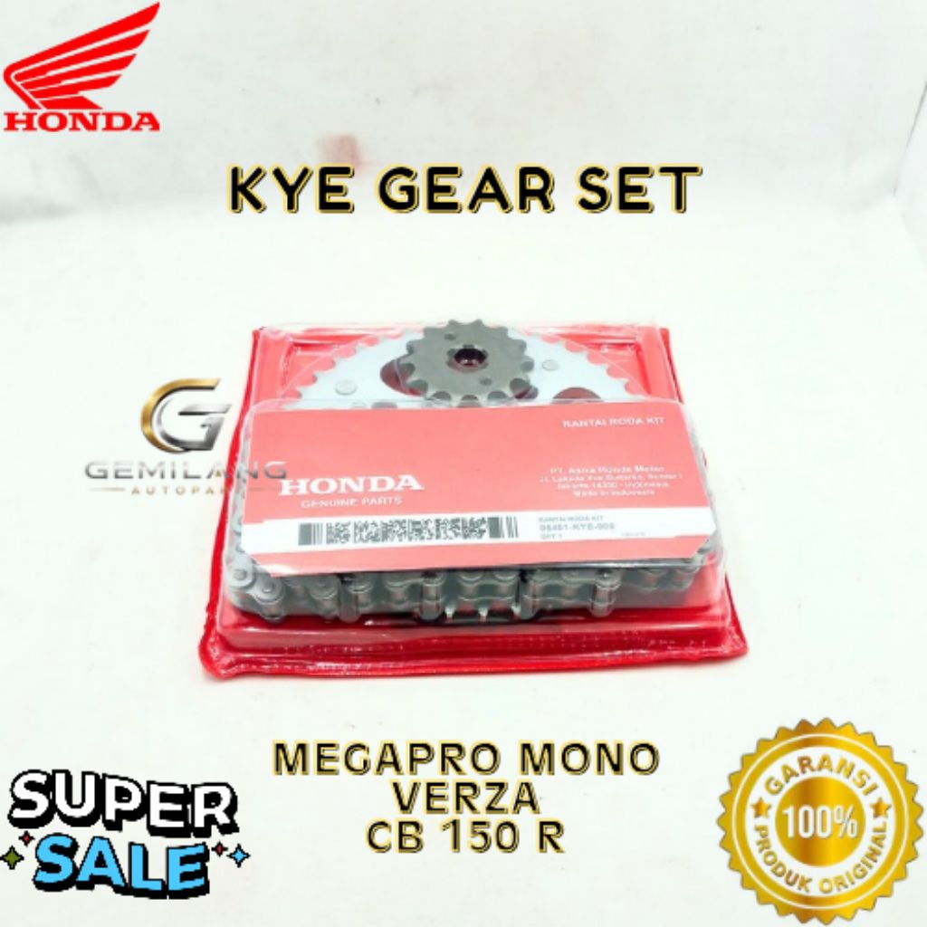 GEAR SET KODE KYE, GEAR SET MEGAPRO MONO, GEAR SET VERZA, GEAR SET CB 150 R