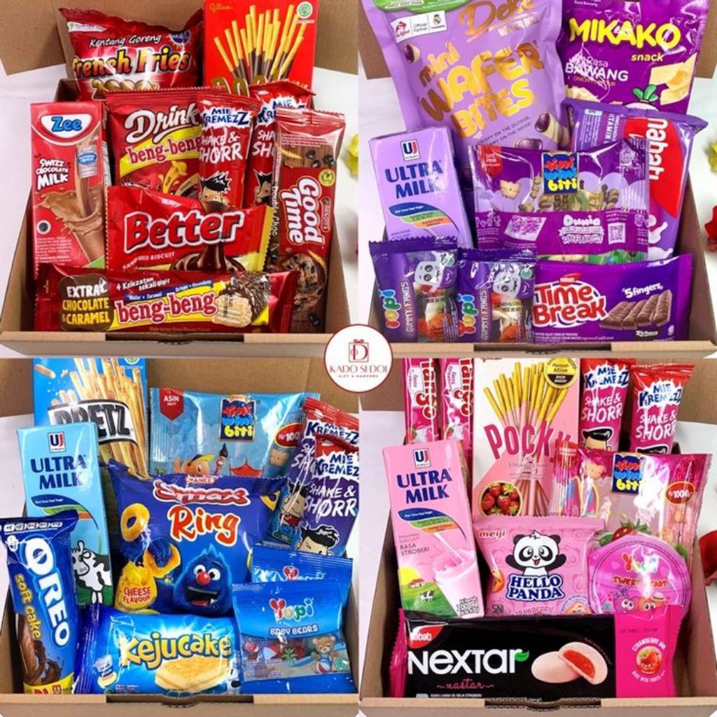 Hadiah kado gift boox - Snack Box - Warna beragam, Penuh Kejutan Manis
