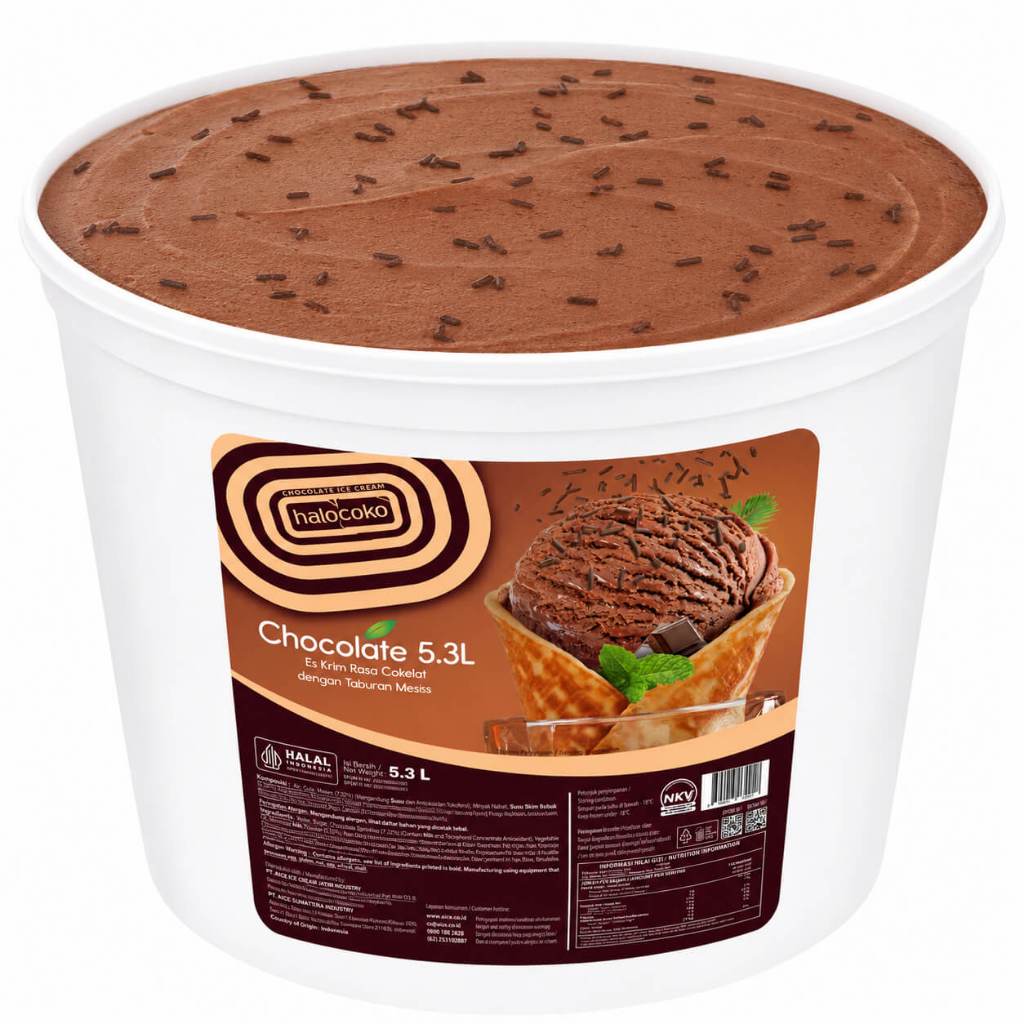 Produk Premium Aice Halocoko 5l chocolate dengan topping meses Ice cream bucket ukuran ekonomis 5 li