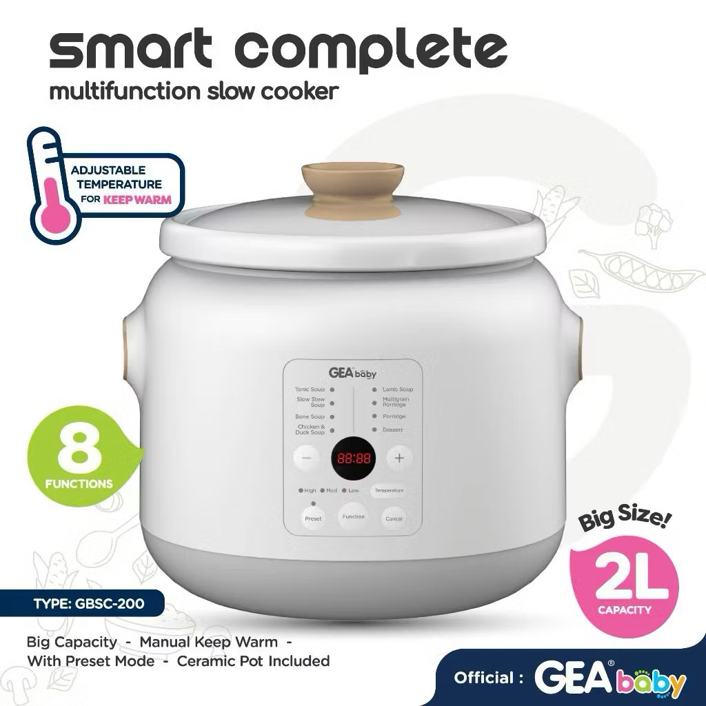 GEA Baby Smart Complete Multifunction Slow Cooker 2 LITER (GBSC-200)