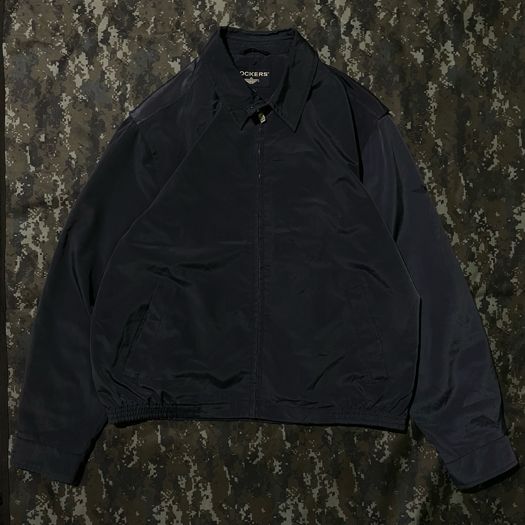 Navy Harrington Jacket Dockers Zipper Casual Premium Vintage Jaket Pria