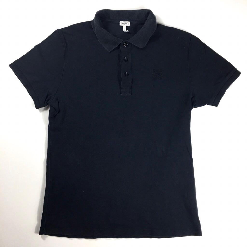 Kaos kerah lengan pendek loewe hitam