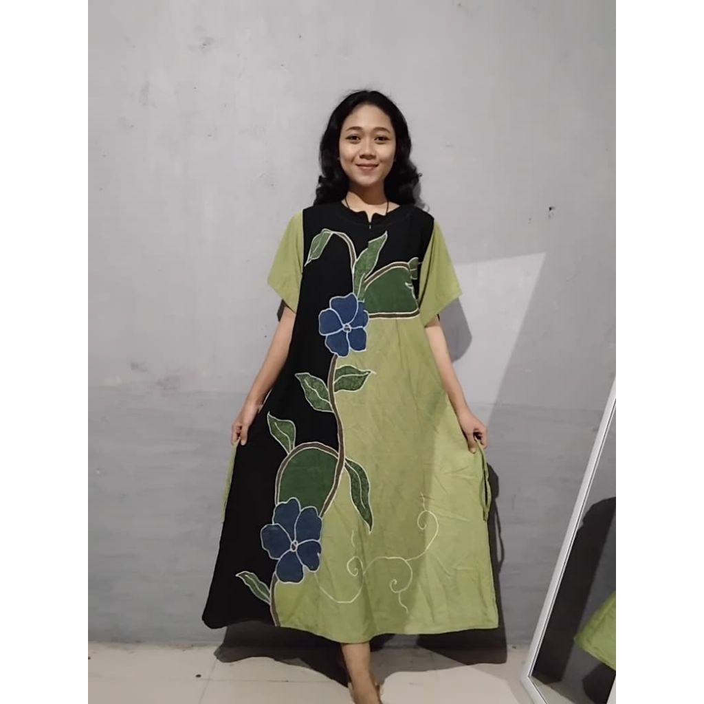 daster batik tulis asli jumbo busui payung - daster rayon twill rayon jumbo - daster santung tebal
