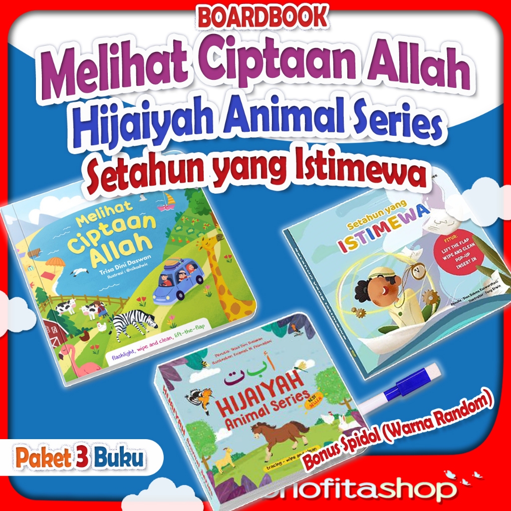 Buku Anak Islami Boardbook Melihat Ciptaan Allah Hijaiyah Animal Serie dan Setahun Yang Istimewa Hoo