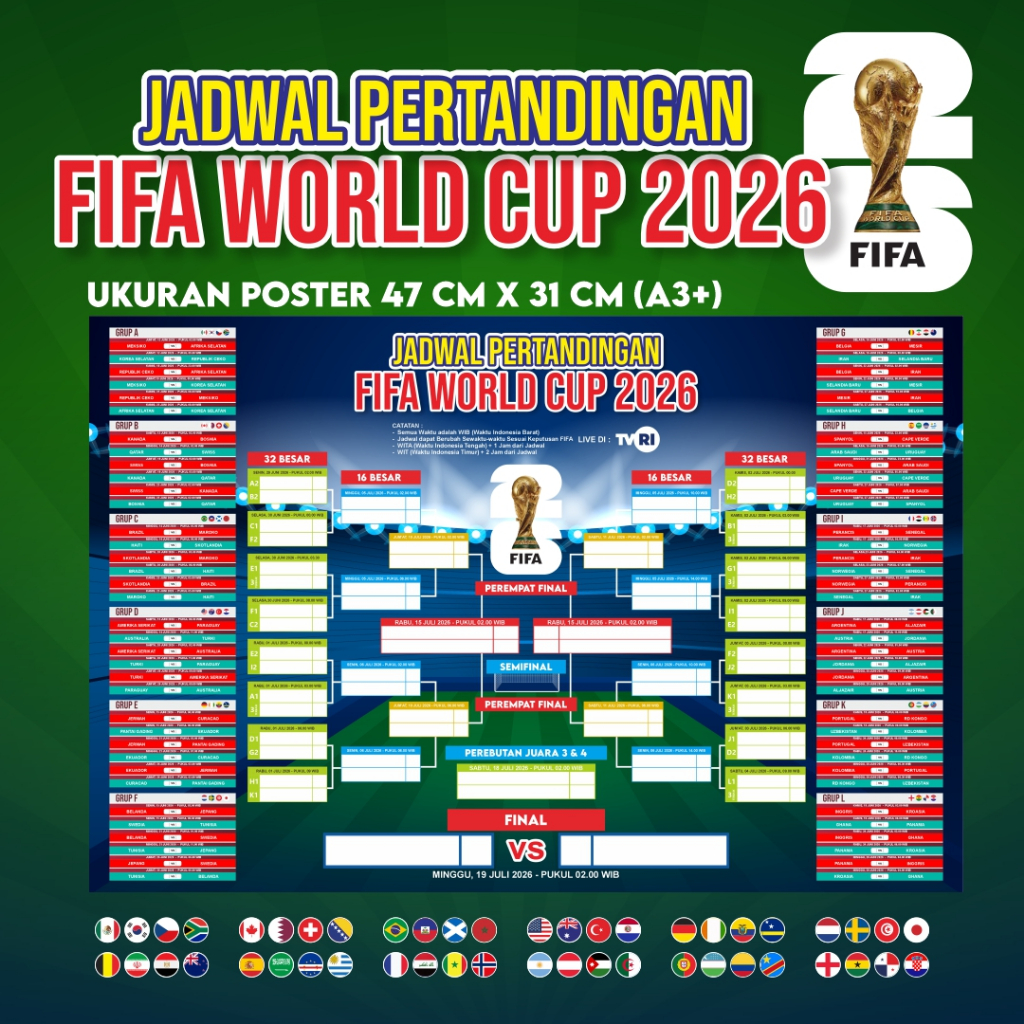 JADWAL PIALA DUNIA 2026  / POSTER PIALA DUNIA 2026 / FIFA WORLD CUP 2026