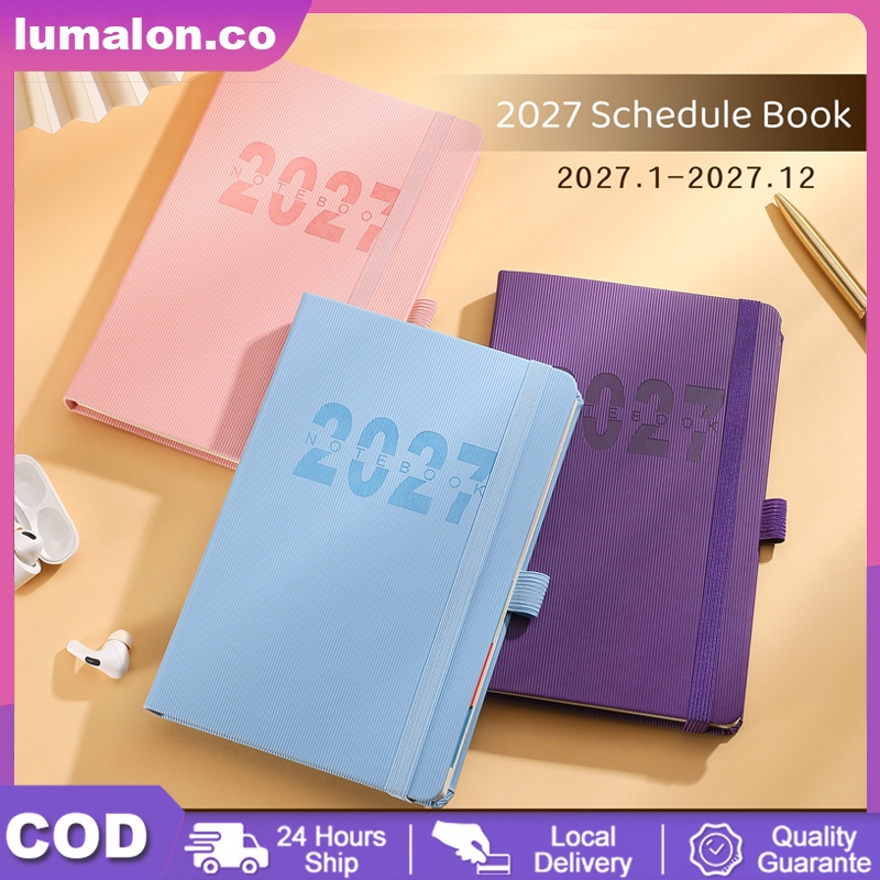 Buku Agenda 2027 Harian - Planner 12 Bulan dari Januari-Desember, Buku Catatan Kulit Sintetis Daily 