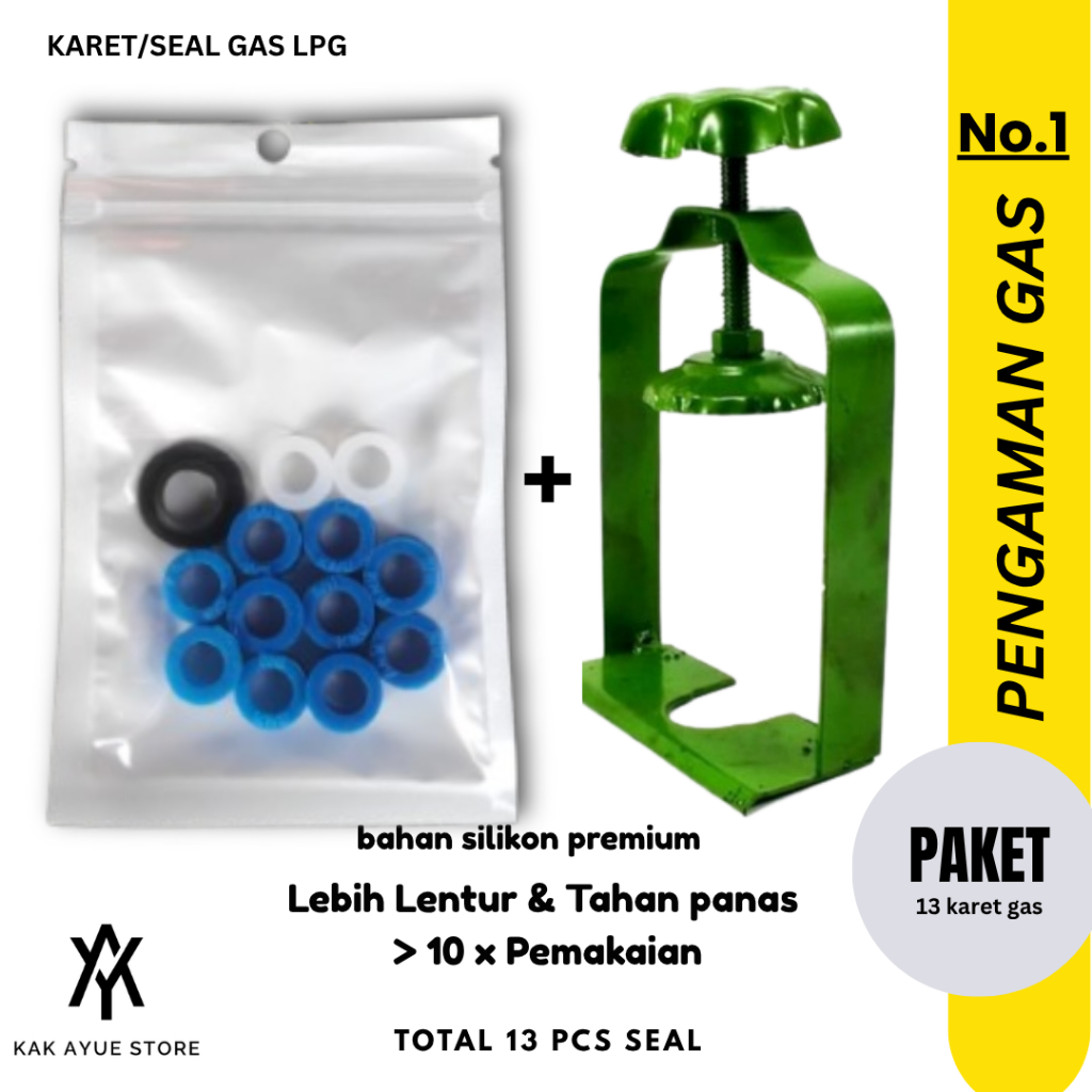 Pengaman Regulator Gas + 13 PCS KARET GAS BERKWALITAS / CATOK GAS LPG / Penahan Regulator Tabung Gas