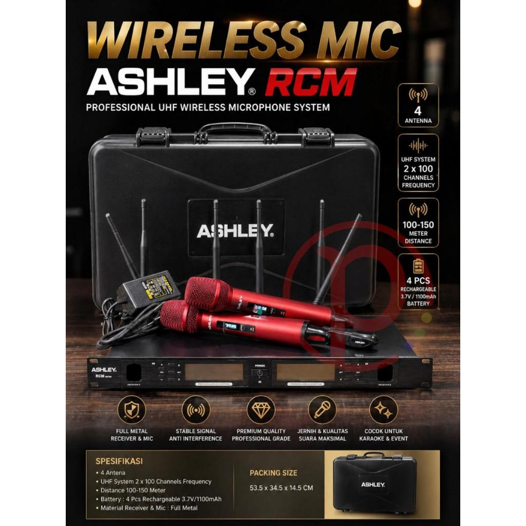 Wireless Mic Ashley RCM / Microphone Ashley RCM (4 Antena)