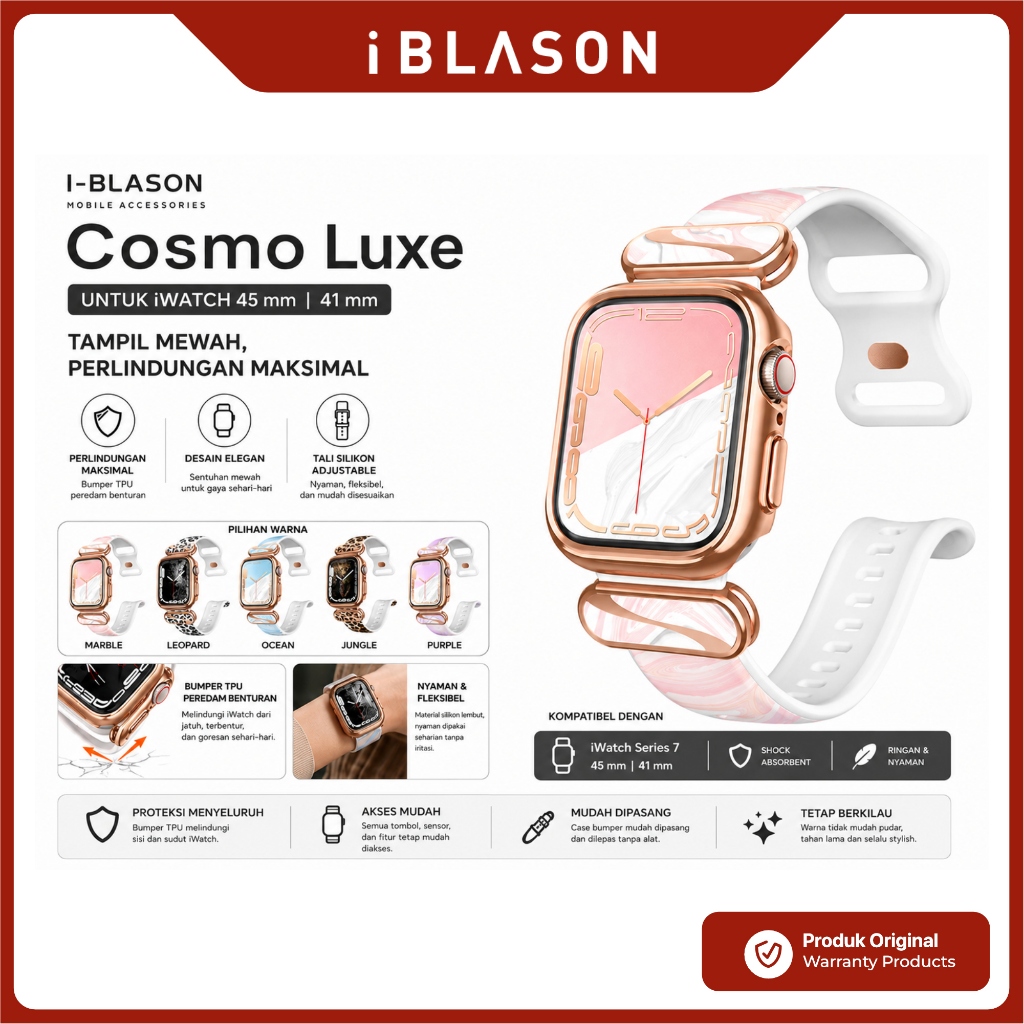 IBLASON Case for Apple Watch Series 7 41mm 45mm 40mm 44mm COSMO LUXE Protective Cover