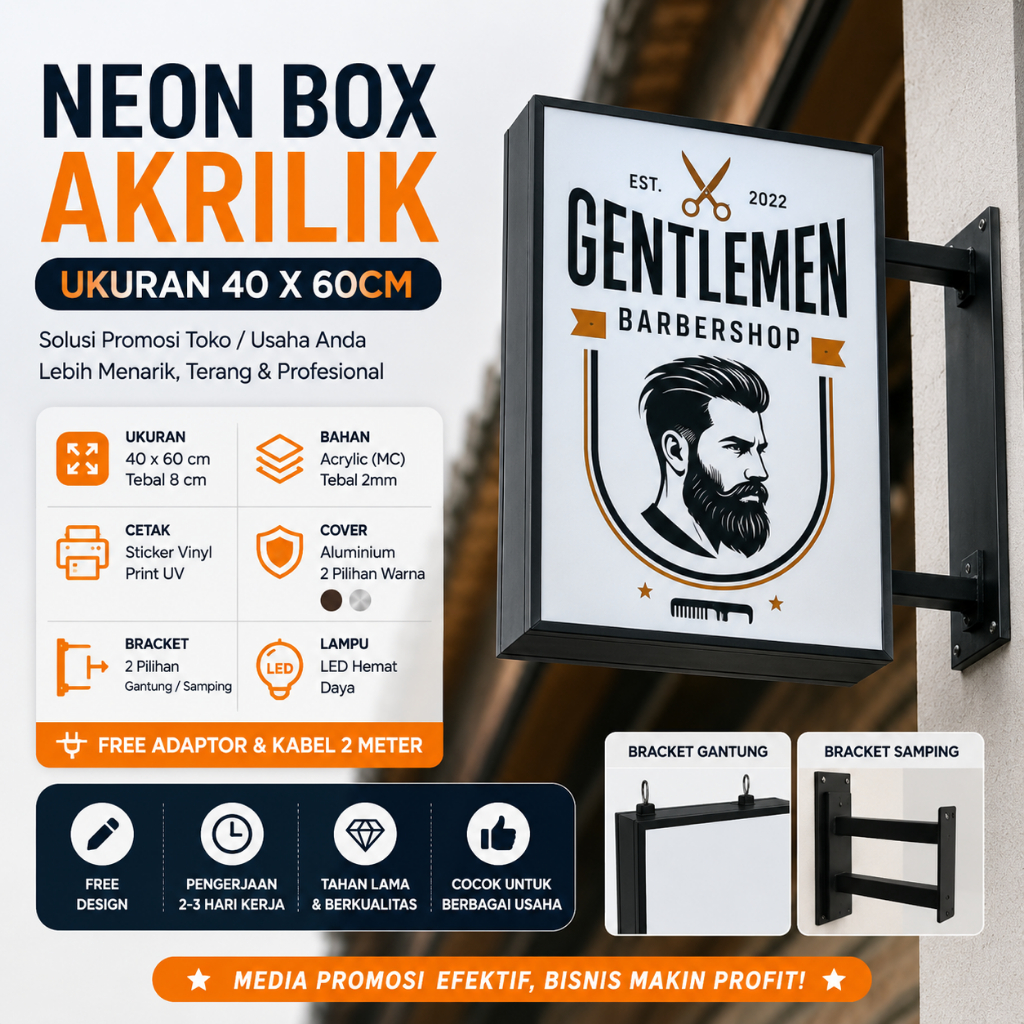 Neon Box Akrilik Ukuran 40 x 60cm