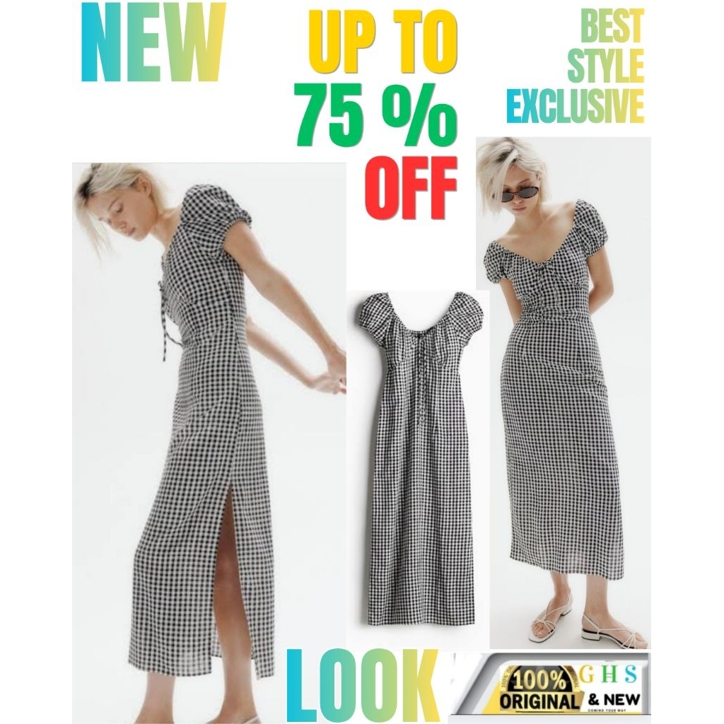 Dress  Tie Detail maxi Dres LINEN BLEND HM Loss "AngelsTie Sleeved Dress Cantik