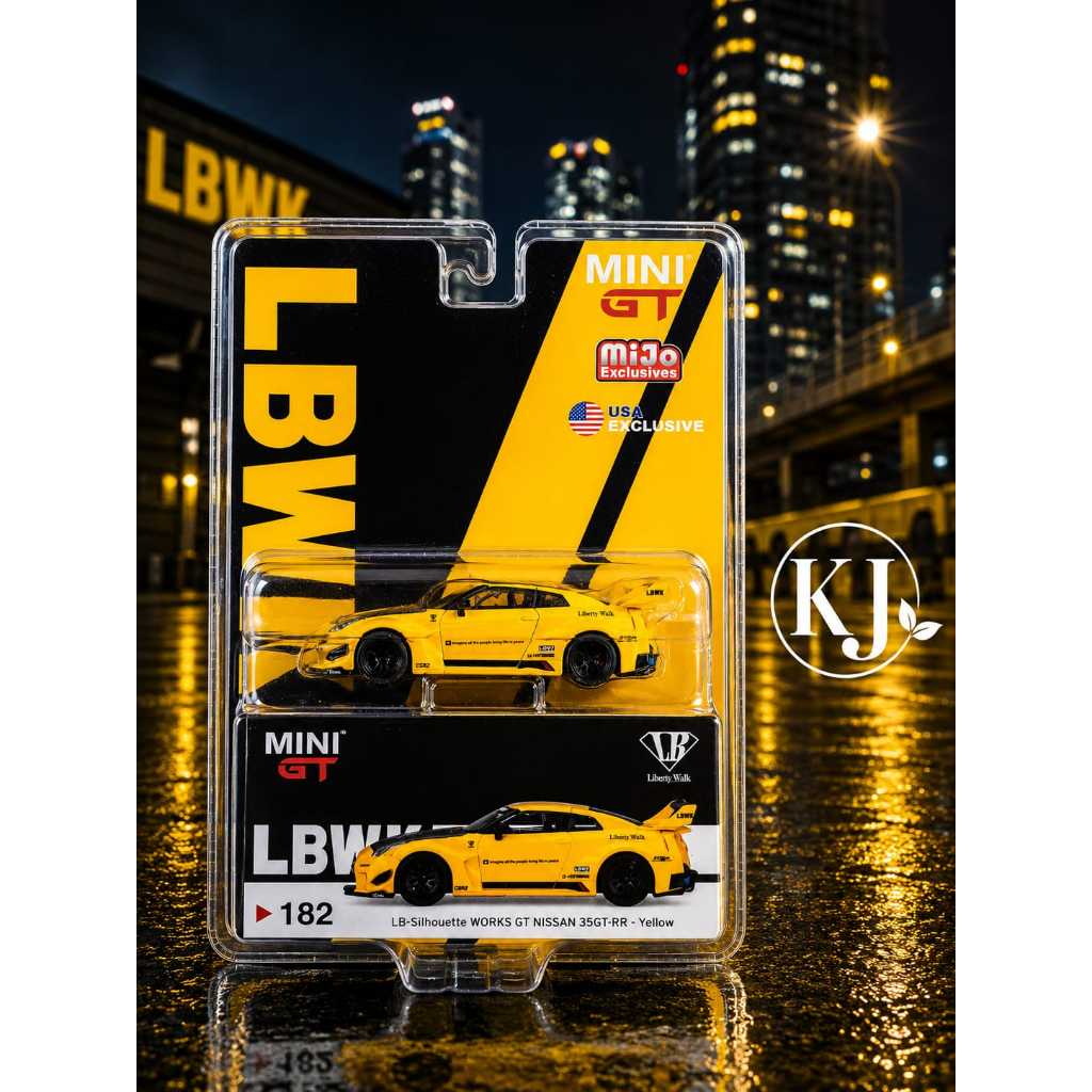 MINI GT #182 LB-Silhouette WORKS GT Nissan 35GT-RR Yellow (USA Exclusive)