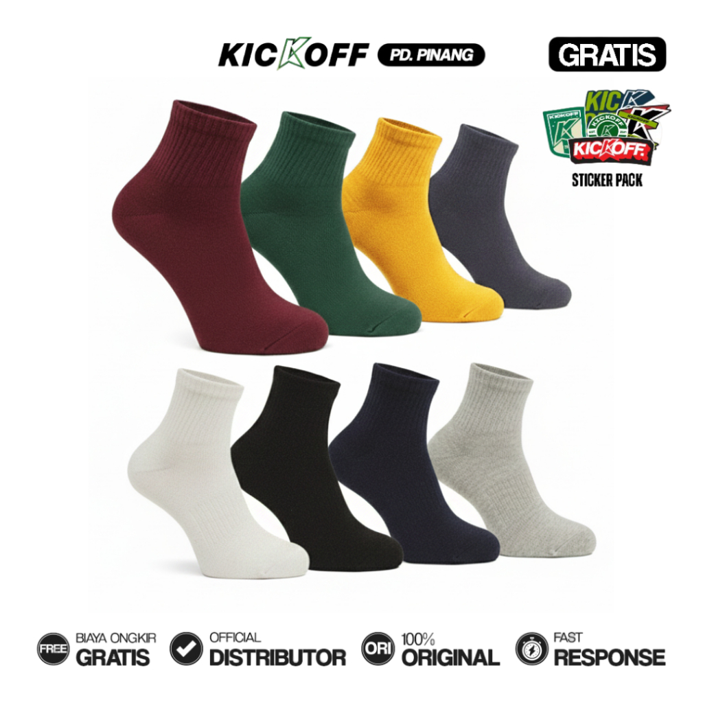 KOS KQ - KAOS KAKI PENDEK ANKLE POLOS BASIC UNISEX PREMIUM