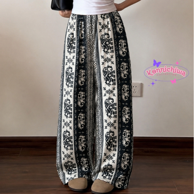 Celana Kulot Wanita High Waist Premium Kain Jatuh Kulot Lebar Korean Style