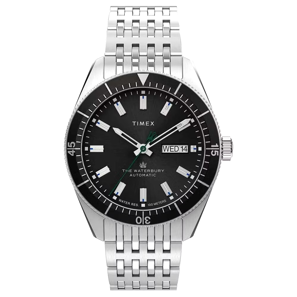 Original 100% Jam Tangan Pria Timex TW2V24900 The Waterbury Dive Automatic Stainless Steel Strap Gar