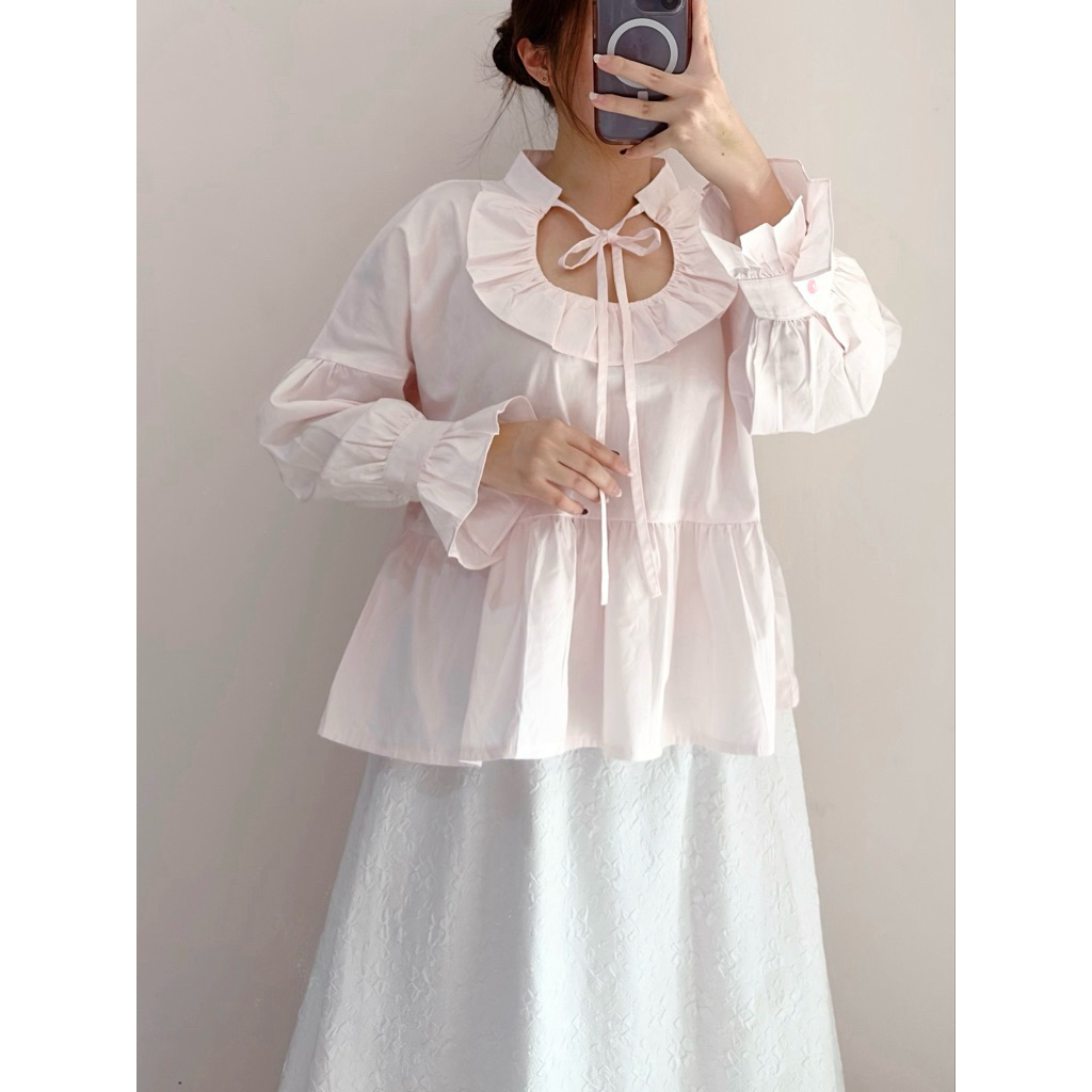 GOVI - Odette Blouse - Kemeja Blouse Atasan Wanita Lengan Panjang |  Shopee Indonesia  Jual GOVI - O