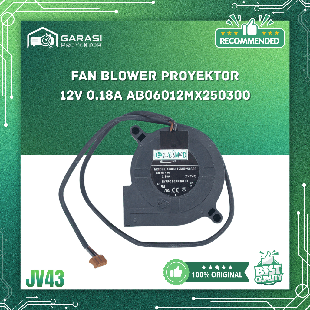[Garasi Proyektor] Fan Blower 12V 0.18A AB06012MX250300 | PART PROYEKTOR SPAREPART - Kipas Pendingin