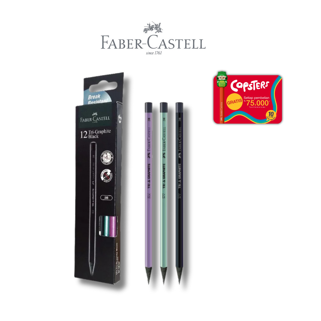 Faber-Castell Pensil Tri Graphite Metallic ? 1 Box Isi 12 Pensil Segitiga Warna Metalik