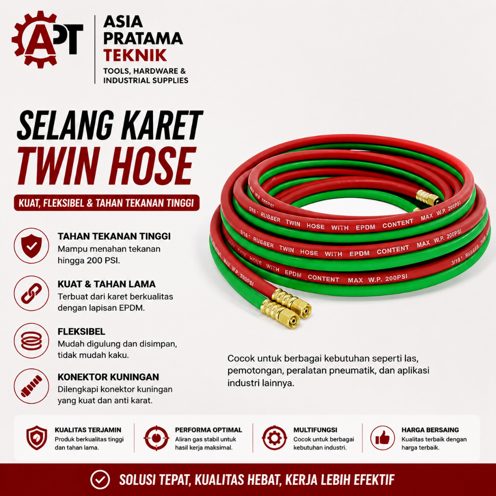 5 METER Selang Blender Las Double 1/4" x 3/8" Inch Selang Las Dobel LPG Oksigen / Selang Las Oksigen