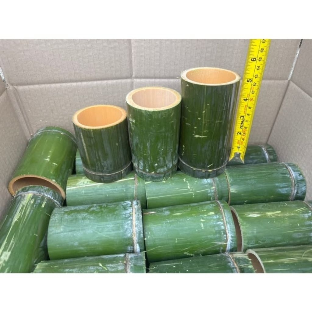paket 3 buah gelas bambu natural alami