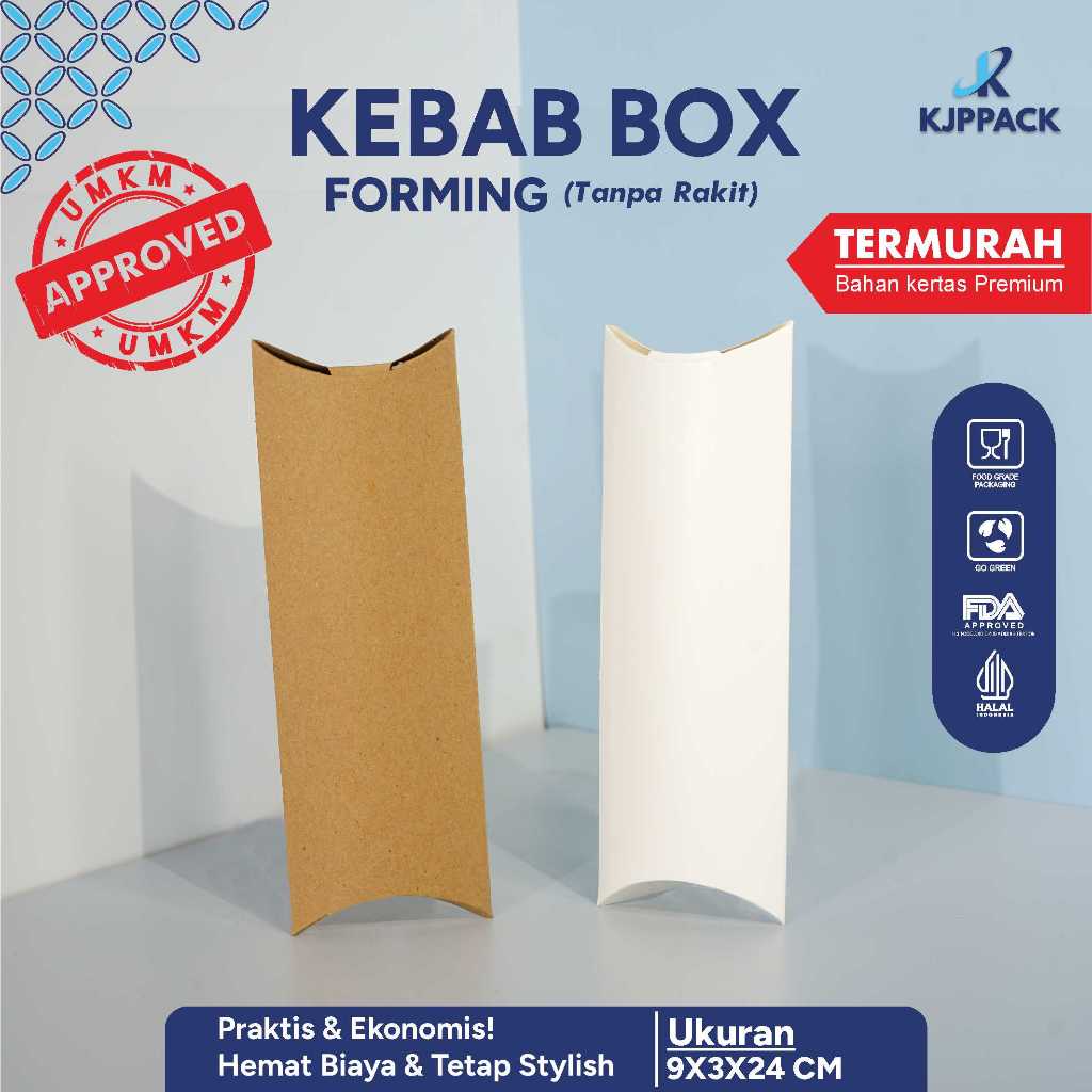 KJPPACK BOX KEBAB / DUS KEBAB / KEMASAN KEBAB KRAFT DAN IVORY SIAP PAKAI FOODGRADE