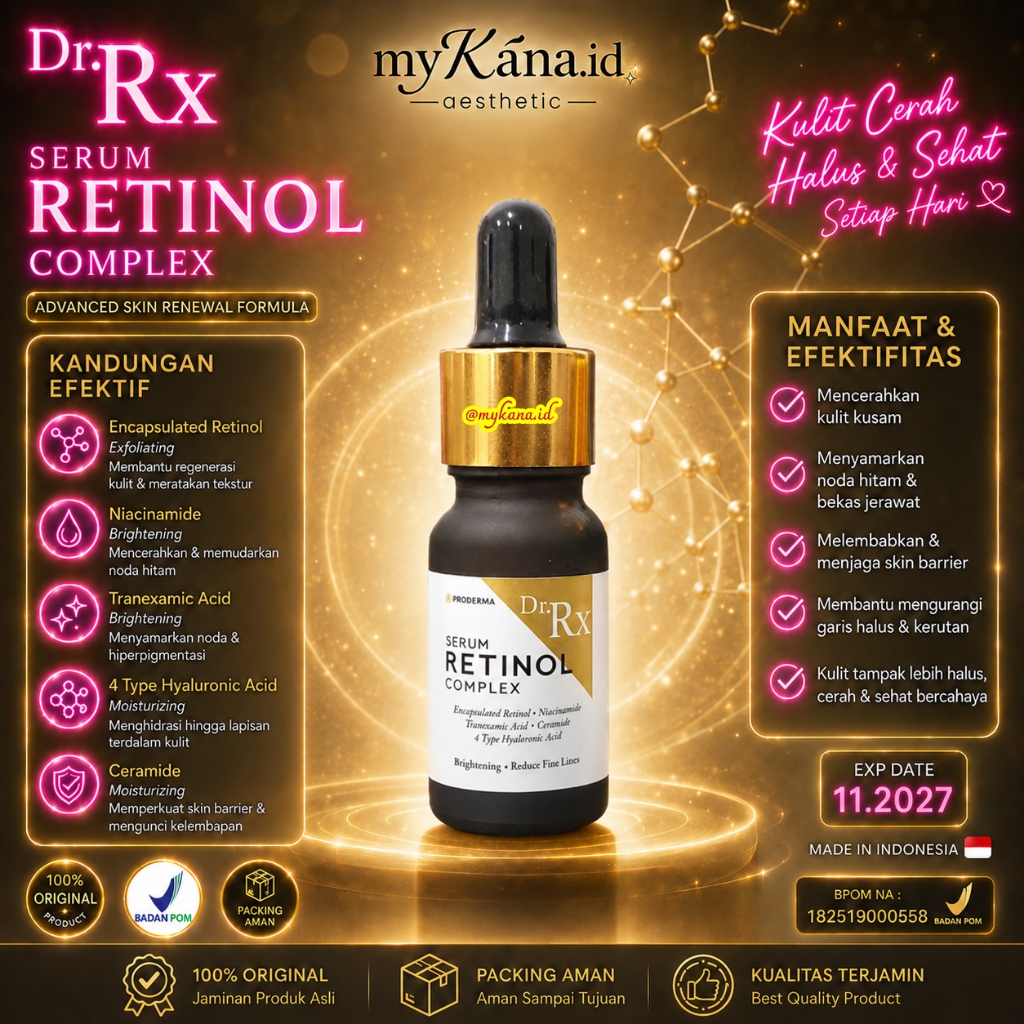Dr.Rx Serum Retinol Complex - 10 ml Serum Pemutih Pencerah untuk Kerutan /Garis Halus / Flek - Prode