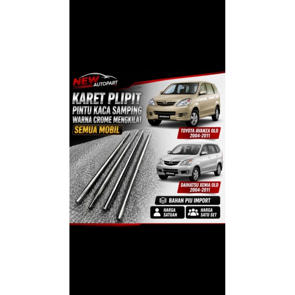 KARET PELIPIT PLIPIT KACA PINTU KACA SAMPING SEMUA MOBIL TOYOTA AVANZA OLD VVTI LAMA E G S DAIHATSU 