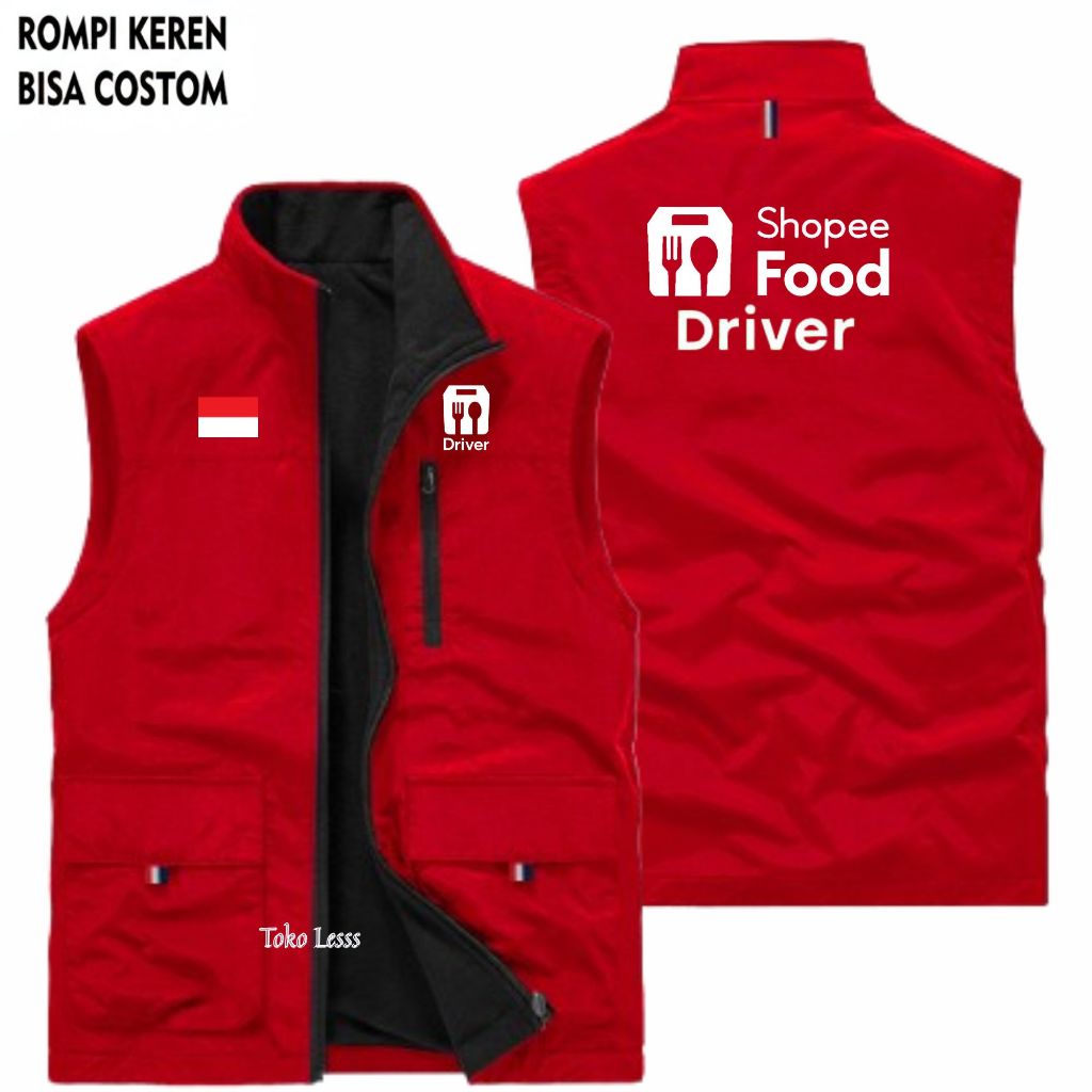 Rompi Motor Shopee Food, Rompi Outdoor Pria Shopee Food, Rompi Hiking Driver Kurir Shopee Food