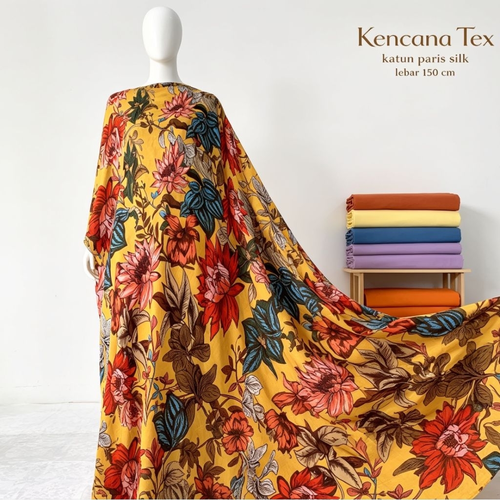 kain katun motif - kain katun sutra paris - kain katun paris tipis - kain katun motif bunga - CA