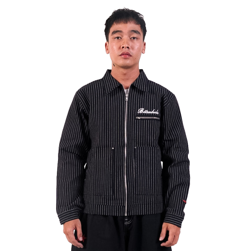 Bitsnbobs Work Jacket Boxy Wabash Denim Fush Black Indigo