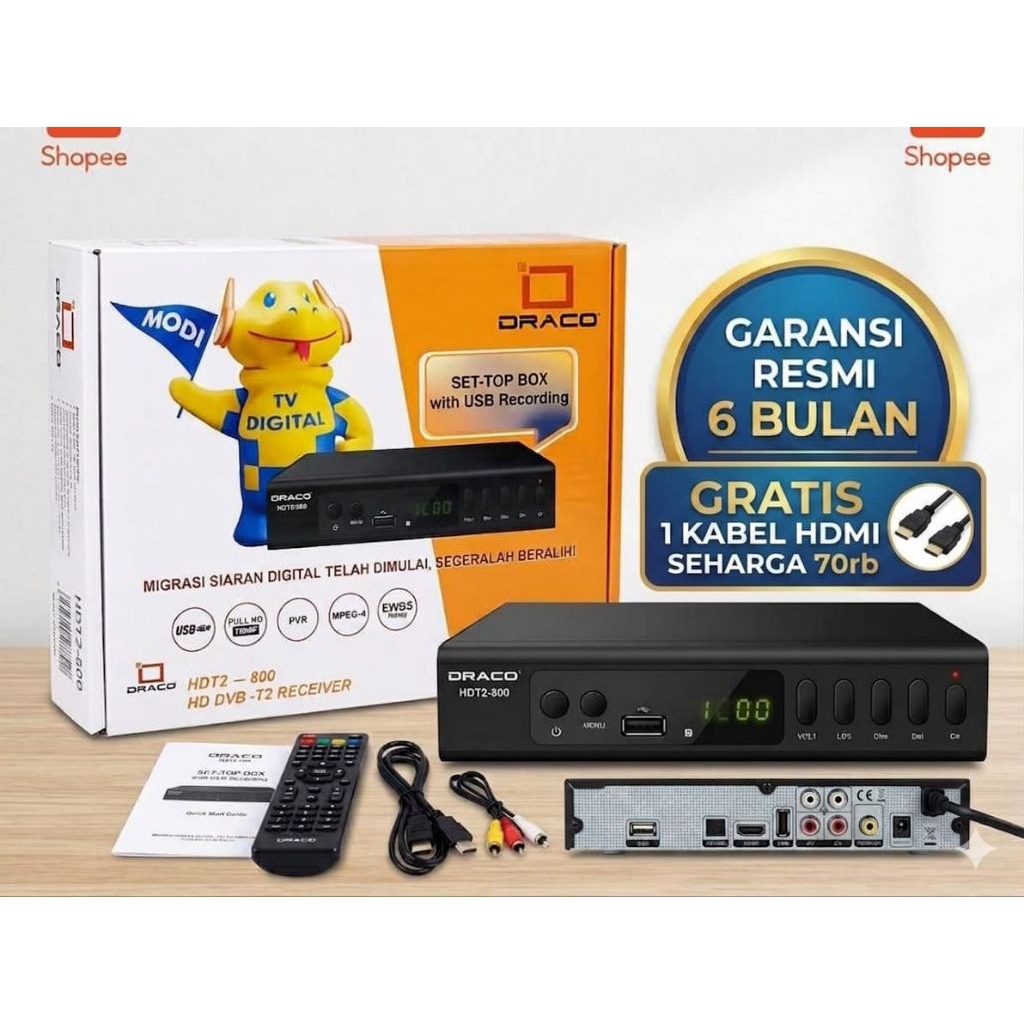Set Top Box STB Draco HDT2 800 DVB-T2 Set Top Box TV Digital Full HD 1080P HDMI USB Original