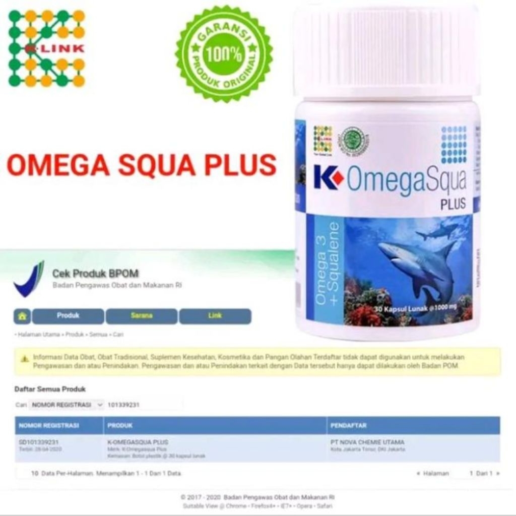K-Omega Squad Plus Original - Omega Squad K-Link fish Oil Omega 3, Suplemen Vitamin Tubuh Isi 30 Cap