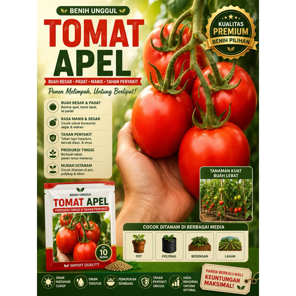 10 Benih Biji Tomat Apel - IMPORT -RSB1990