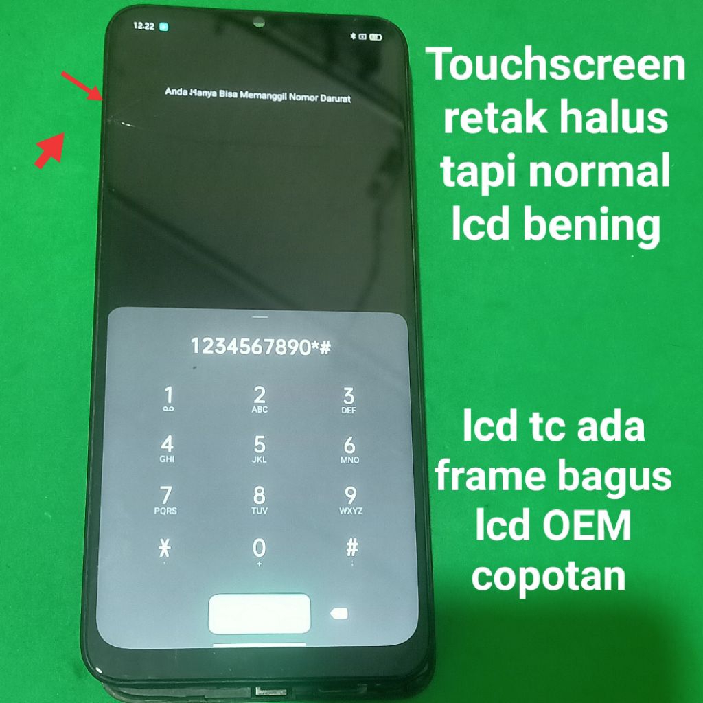Lcd fullset plus frame Realme C15 Second normal minus TC retak 3 garis kecil halus tapi tidak ngaruh