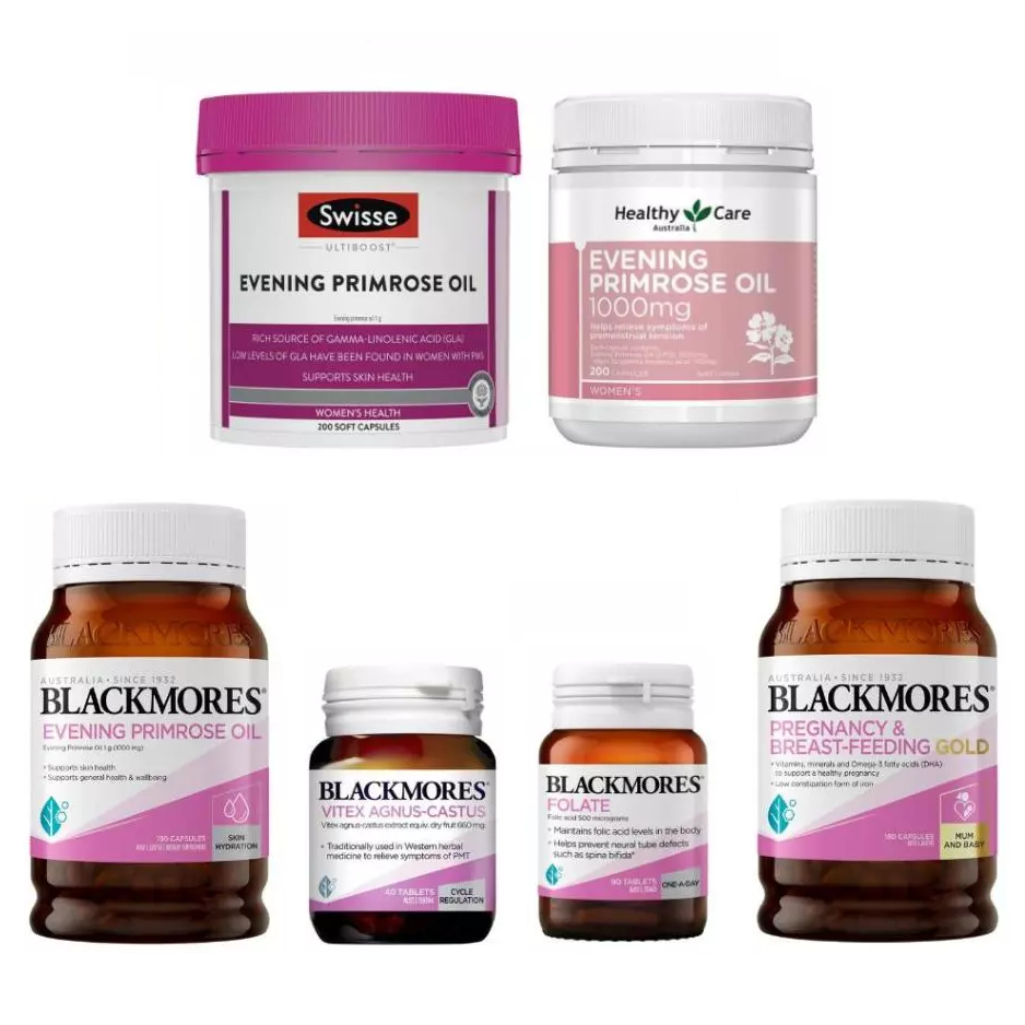HEALTHY CARE Evening 1000mg 200 Caps / Pregnancy and Breastfeeding Gold 180 Capsules Breast Feeding 