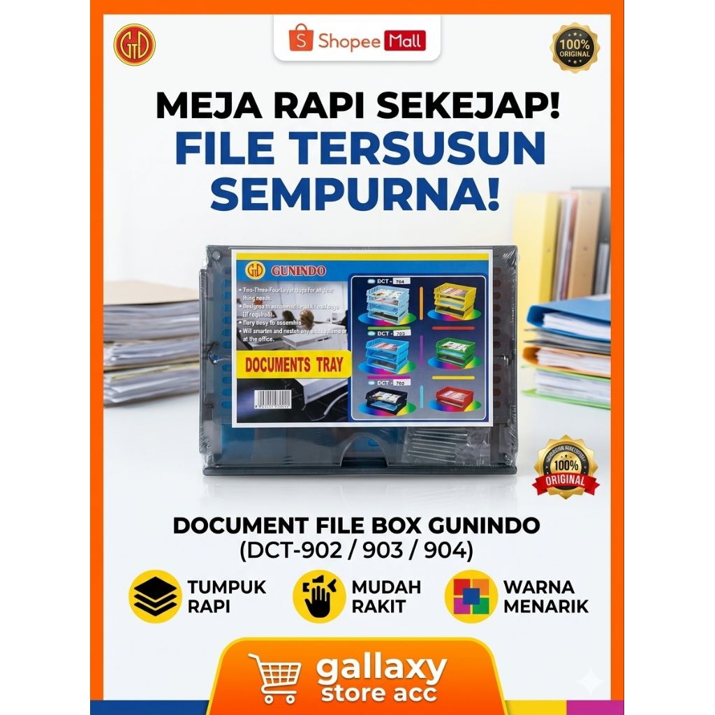 Gunindo Document Tray Rak Surat File Box Susun Plastik DCT 902 903 904 Original