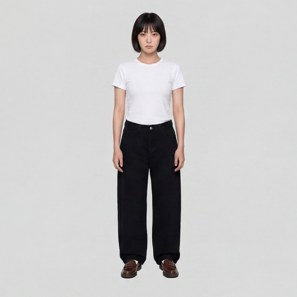 Fairgoods Celana Wanita Barrel Jeans Maru Black