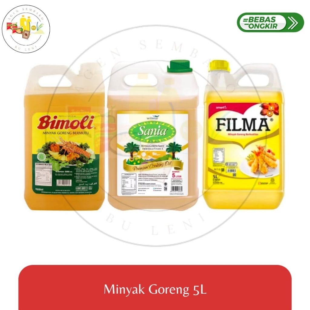 Bimoli 5 Liter Filma 5 Liter dan Sania 5 Liter Minyak Goreng