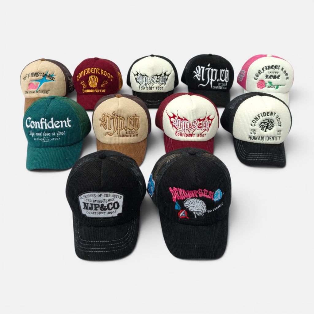 Topi Trucker Lidah Pendek / Topi Jaring Lidah Pendak / Topi Corduroi Lidah Pendek